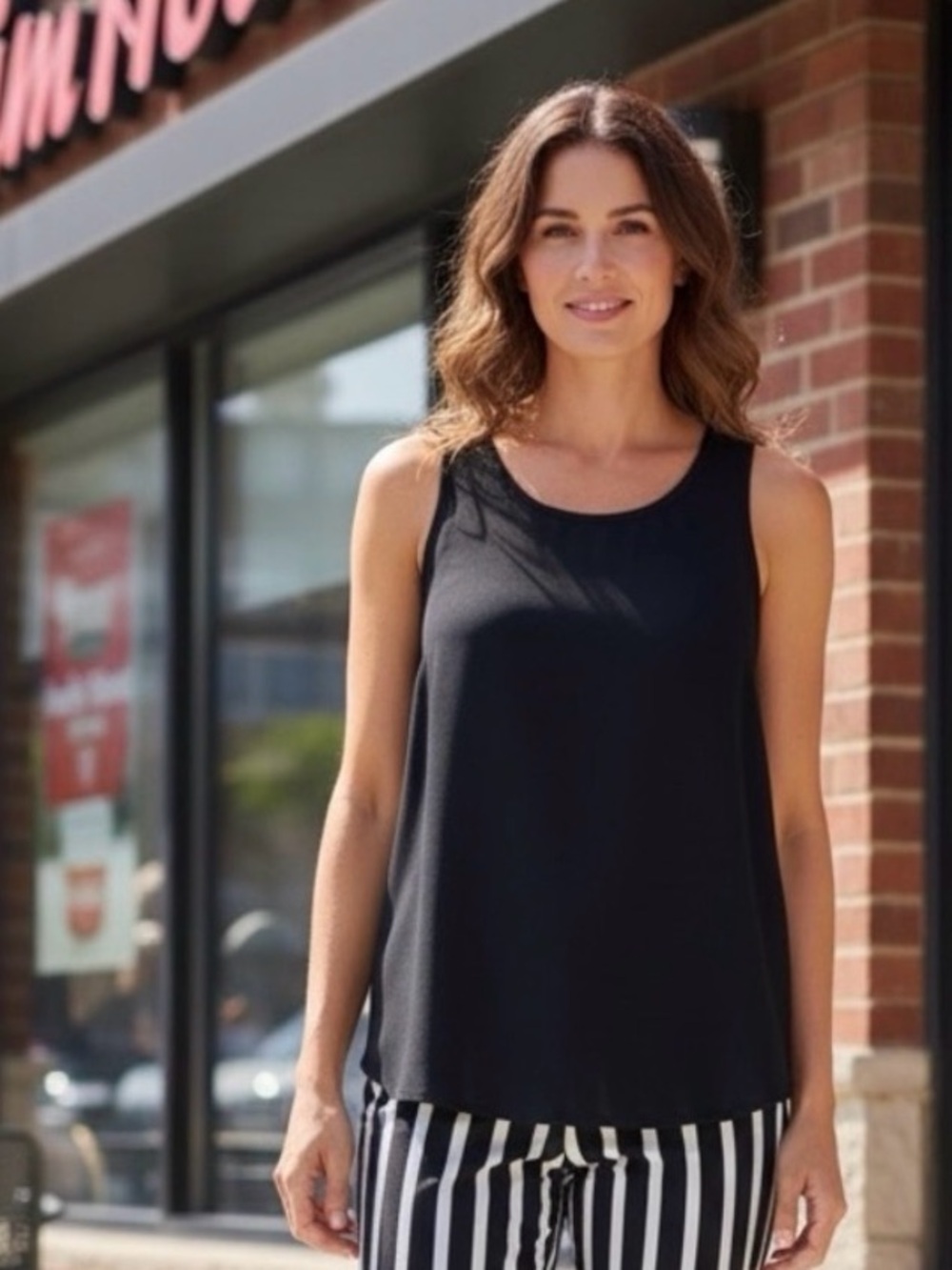 WILFRED Long Hi-Lo Black Tailored Tank Top, Back Zipper. Video